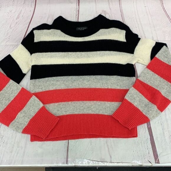 Rag & Bone 100% Cashmere Sweater Size XXS Black White Pink Gray - Picture 4 of 4